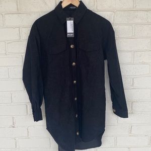 NWT Nasty Gal Cord Shirt Dress in Black 2